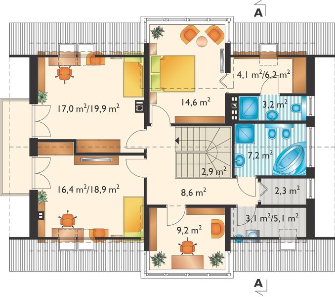 Poddasze projektu Pablo Kubik - murowana – beton komórkowy