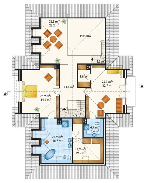 Poddasze projektu Soplica - murowana – ceramika