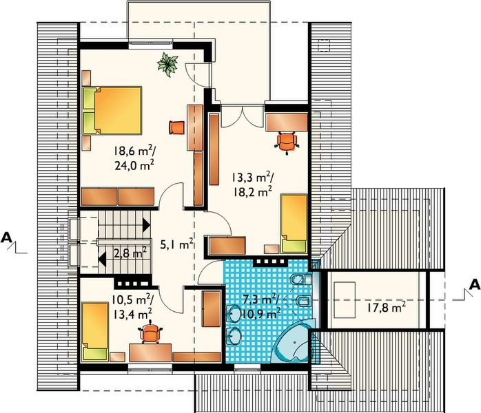 Poddasze projektu Świstak - murowana – ceramika