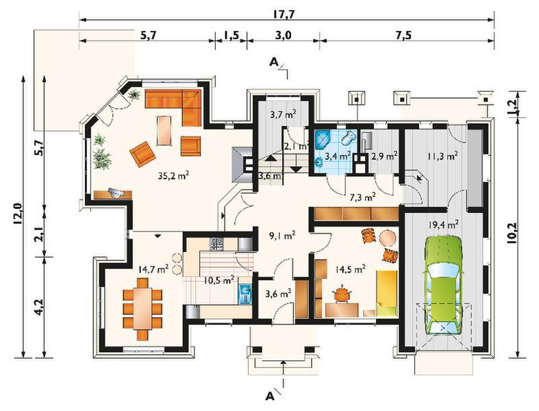 Parter projektu Gródek - murowana – beton komórkowy