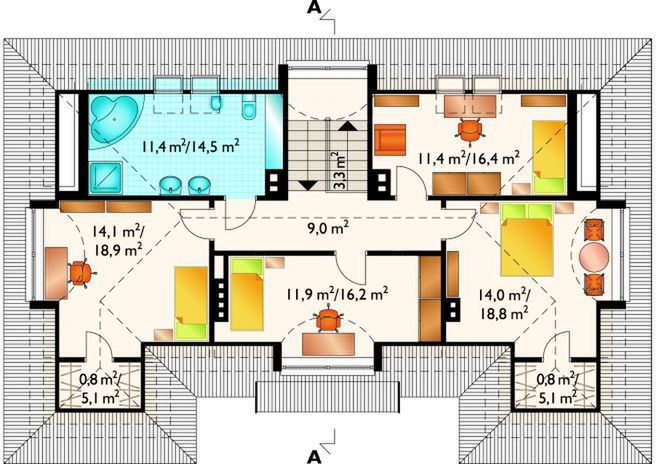 Poddasze projektu Platan - murowana - ceramika