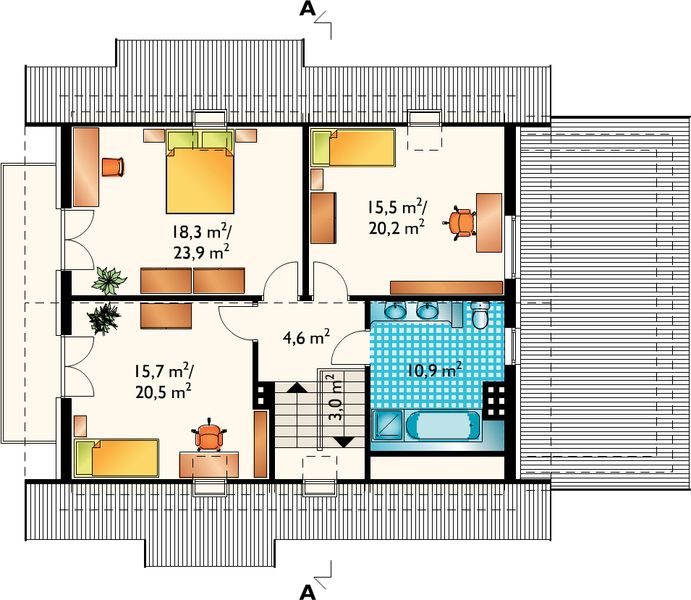 Poddasze projektu Sójka - murowana – ceramika