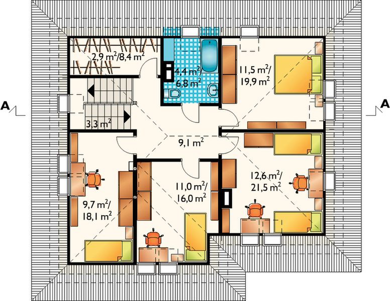 Poddasze projektu Izyda - murowana – ceramika