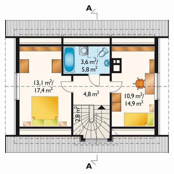 Poddasze projektu Drobina - murowana – beton komórkowy