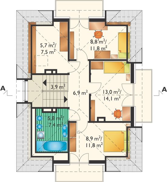 Poddasze projektu Birkut - murowana – ceramika