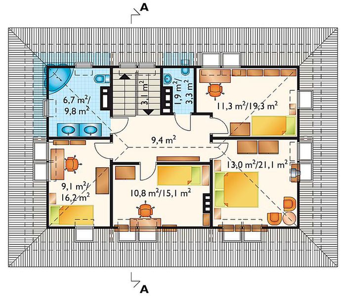 Poddasze projektu Bryza - murowana – ceramika