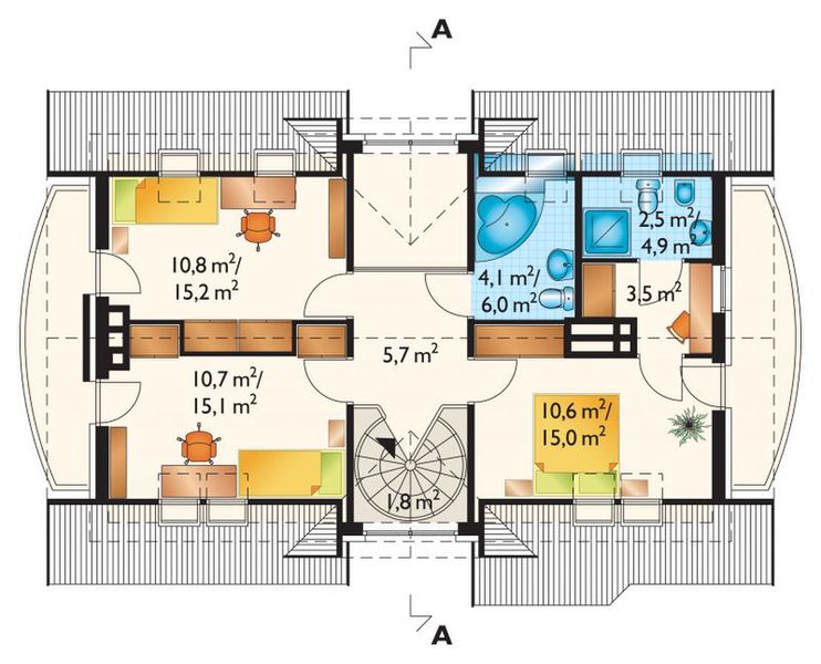 Poddasze projektu Dziewanna - murowana – beton komórkowy