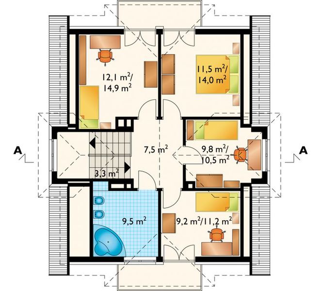 Poddasze projektu Wega - murowana – beton komórkowy