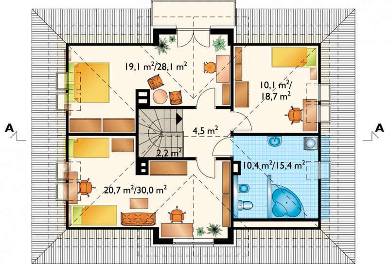 Poddasze projektu Złotokap - murowana – ceramika