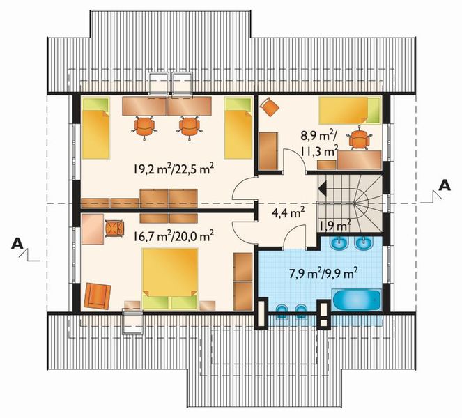 Poddasze projektu Żwirek - murowana – ceramika