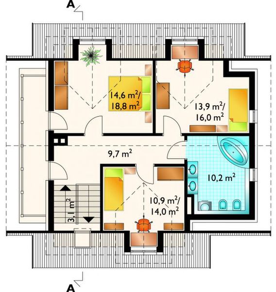 Poddasze projektu Longin - murowana – ceramika