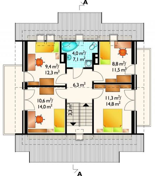 Poddasze projektu Mewa - murowana – ceramika