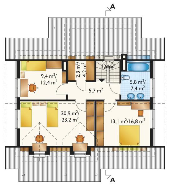 Poddasze projektu Muchomorek - murowana – ceramika