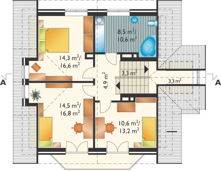 Poddasze projektu Onyks - murowana – ceramika