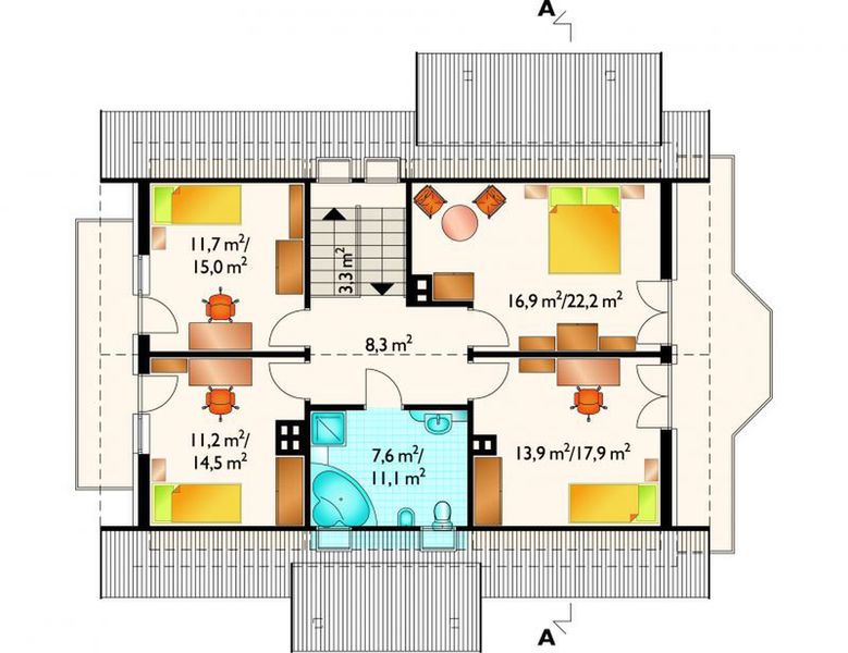 Poddasze projektu Petunia - murowana – ceramika