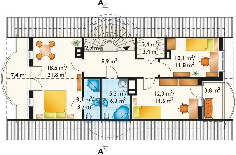 Poddasze projektu Foka - murowana – beton komórkowy