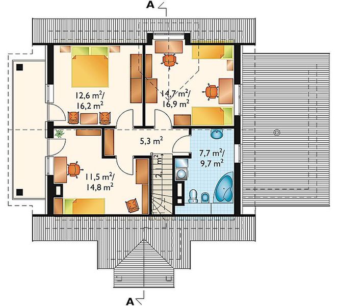 Poddasze projektu Agat - murowana – beton komórkowy