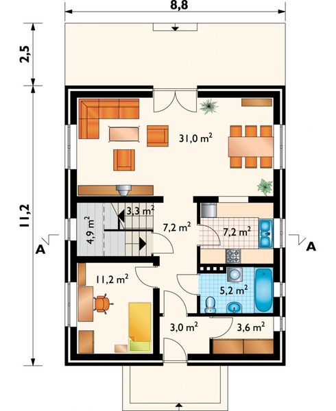 Parter projektu Fikus - murowana - klinkier