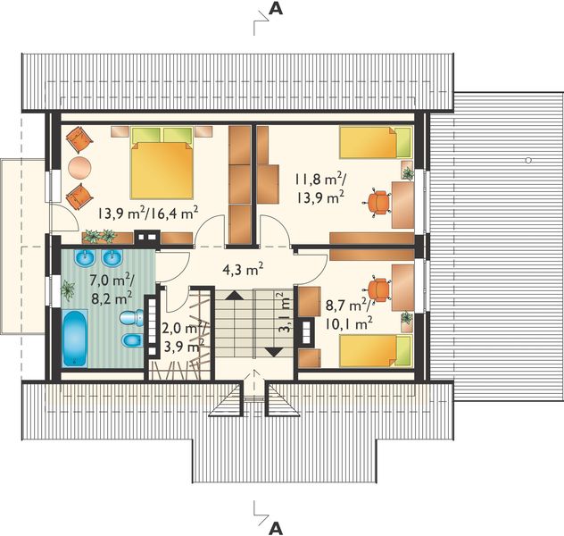 Poddasze projektu Krab-3 - murowana – ceramika