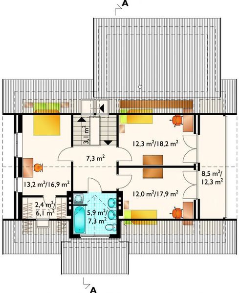Poddasze projektu Orion-2 - murowana – ceramika