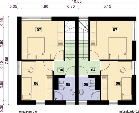 Piętro 1 projektu NF40-2X-MN-30-20-V2