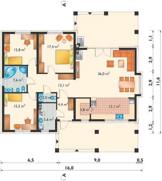 Parter projektu Regina - murowana - beton komórkowy