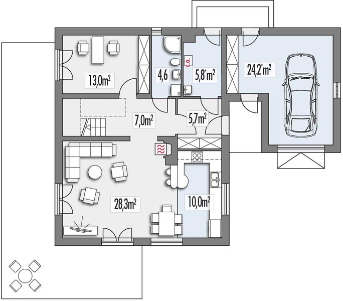 Parter projektu Sosenka 2A garaż