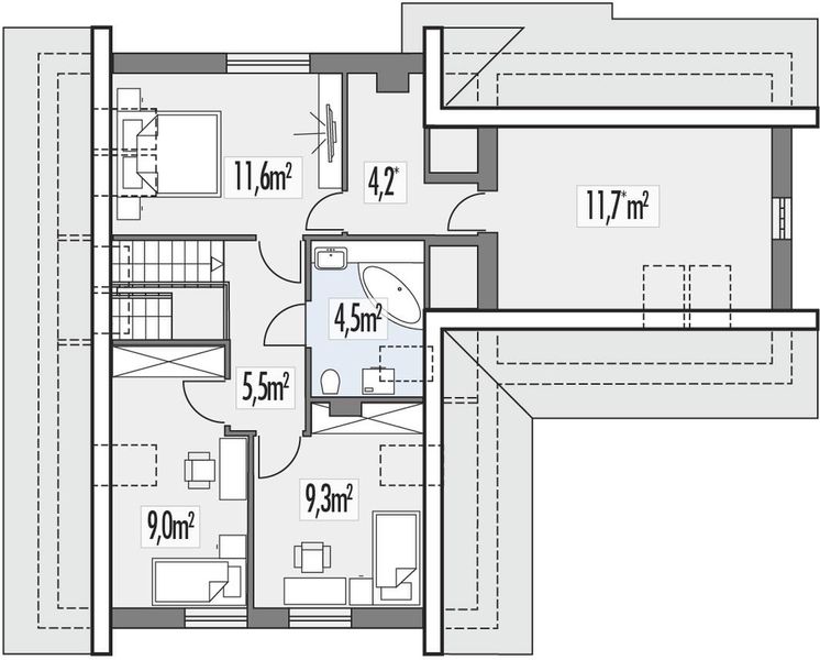 Poddasze projektu Sosenka 2A garaż