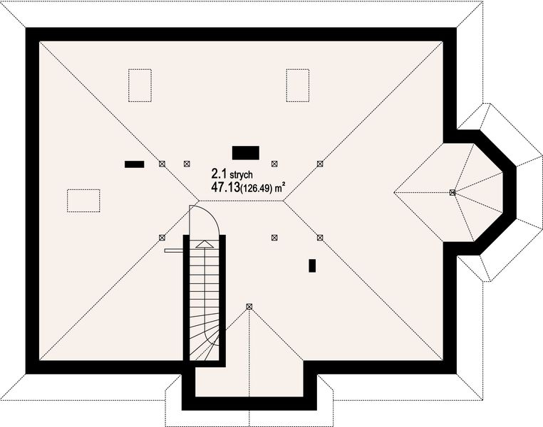 Poddasze projektu Zadębie średnie 19l