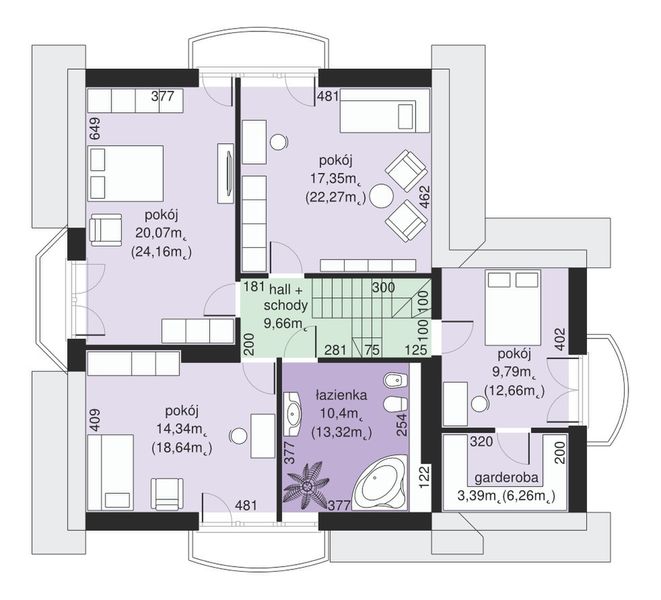 Poddasze projektu Dom przy Pomarańczowej 2