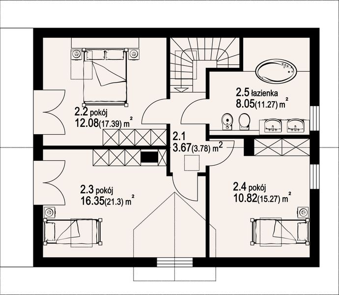 Poddasze projektu Dom mazurski 3dw