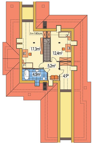 Poddasze projektu Mirabelka A 2-garaże