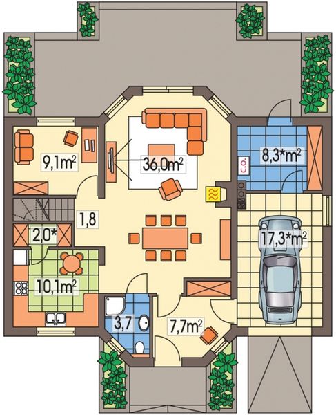 Parter projektu As 2A garaż