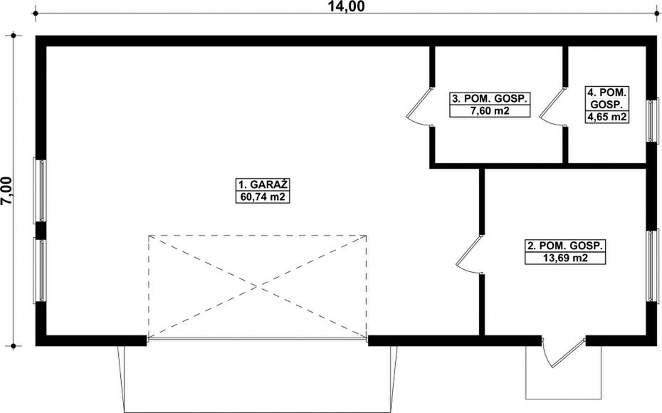 Parter projektu G120 - Budynek garażowo - gospodarczy