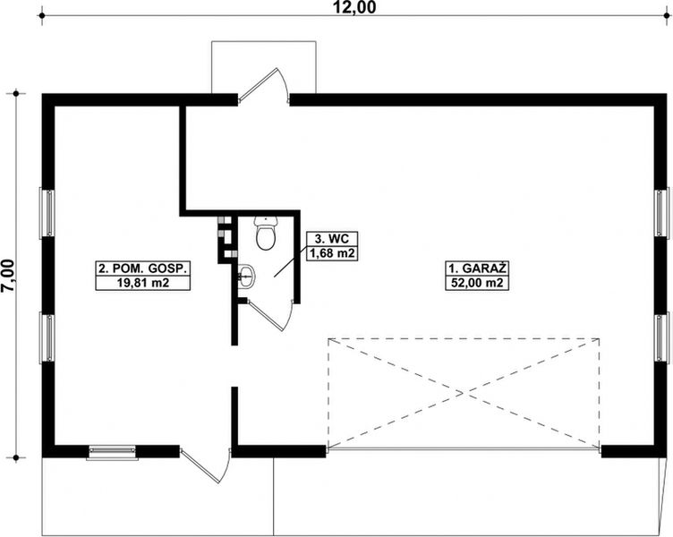 Parter projektu G165 - Budynek garażowo - gospodarczy