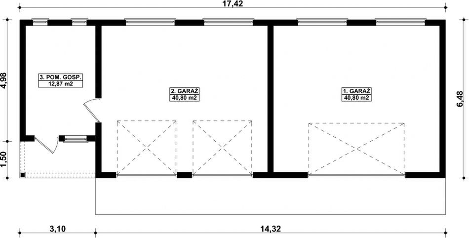 Parter projektu G169 - Budynek garażowo - gospodarczy