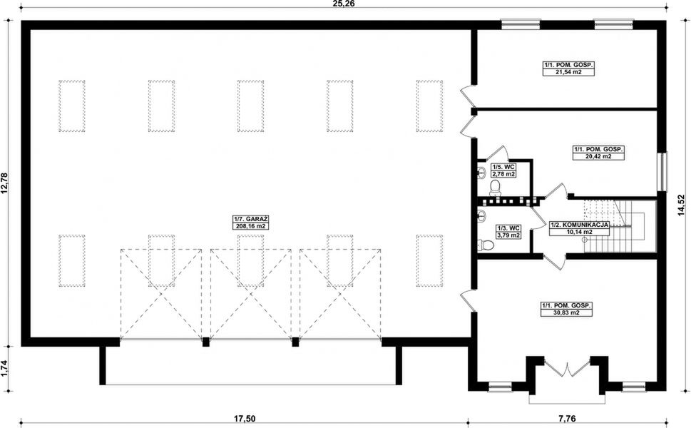 Parter projektu G213 - Budynek garażowo-gospodarczy