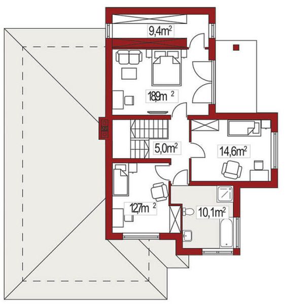 Piętro 1 projektu Michaś 2A