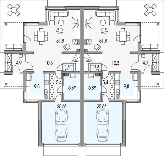 Parter projektu Willa SLONECZNA bliźniak