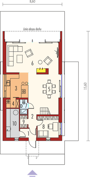 Projekt domu EX 15 II soft - rzut parteru, dom liczy 4 pokoje, 3 łazienki i wc
