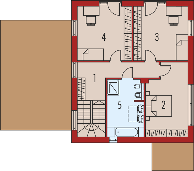 Piętro 1 projektu EX 12 soft (z wiatą)