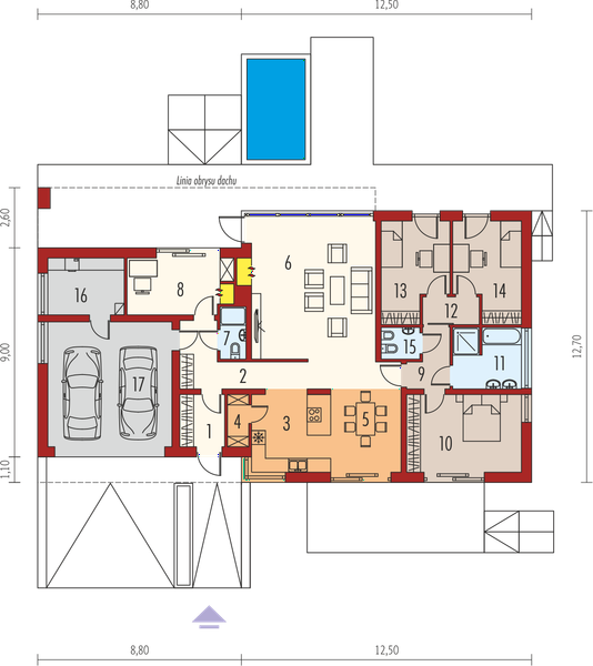 Projekt domu EX 11 G2 soft (wersja D) - rzut parteru, dom liczy 4 pokoje, 3 łazienki i wc