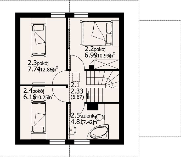 Poddasze projektu Gładyszowo dws