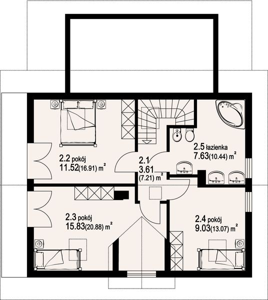 Poddasze projektu Świdnica 5 dws