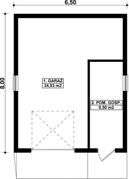 Parter projektu G180 - Budynek garażowo - gospodarczy