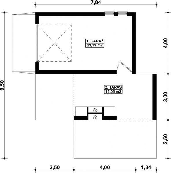 Parter projektu G187 - Budynek garażowy