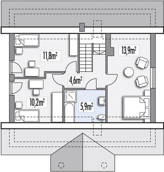 Poddasze projektu Harmonia 100 MDM wersja A