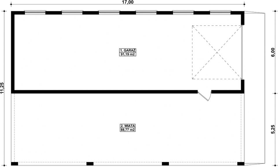 Parter projektu G222 - Budynek garażowy z wiatą