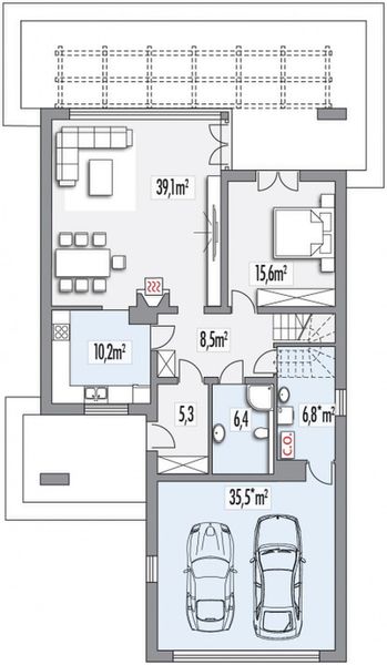 Parter projektu Andromeda A 2-garaże