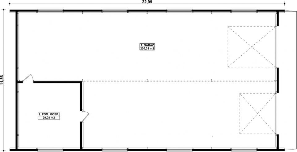 Parter projektu G211 - Budynek garażowo - gospodarczy